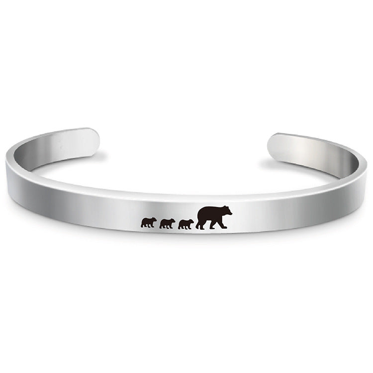 Wholesale Stainless Steel Mother's Day Bear Bracelet