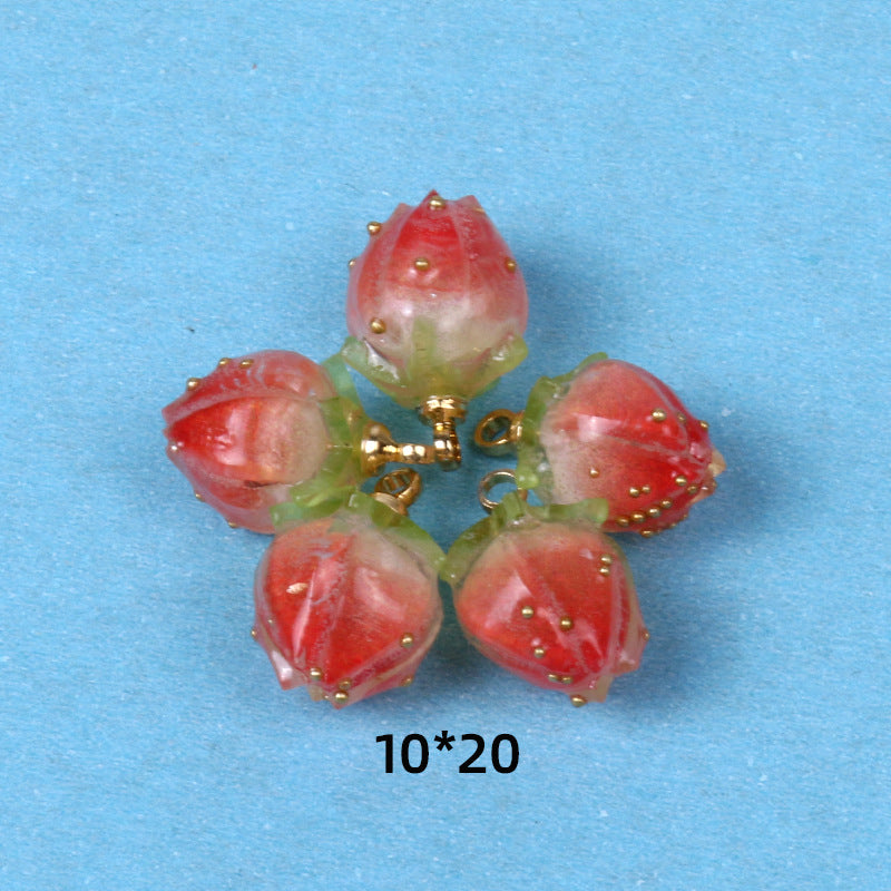 Wholesale Pink Drop Glue Strawberry Resin Jewelry Accessories Beads