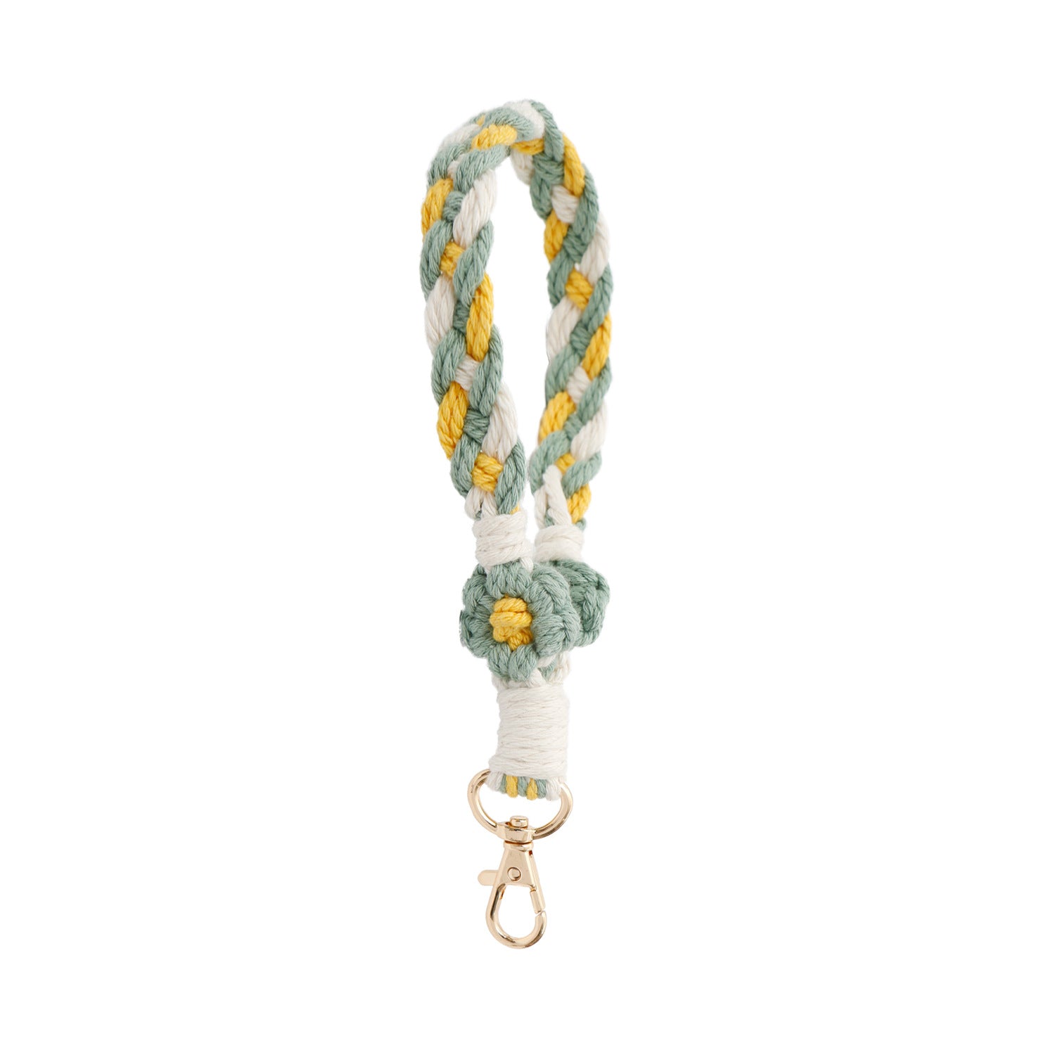 Wholesale Hand Woven Daisy Cotton Rope Keychain