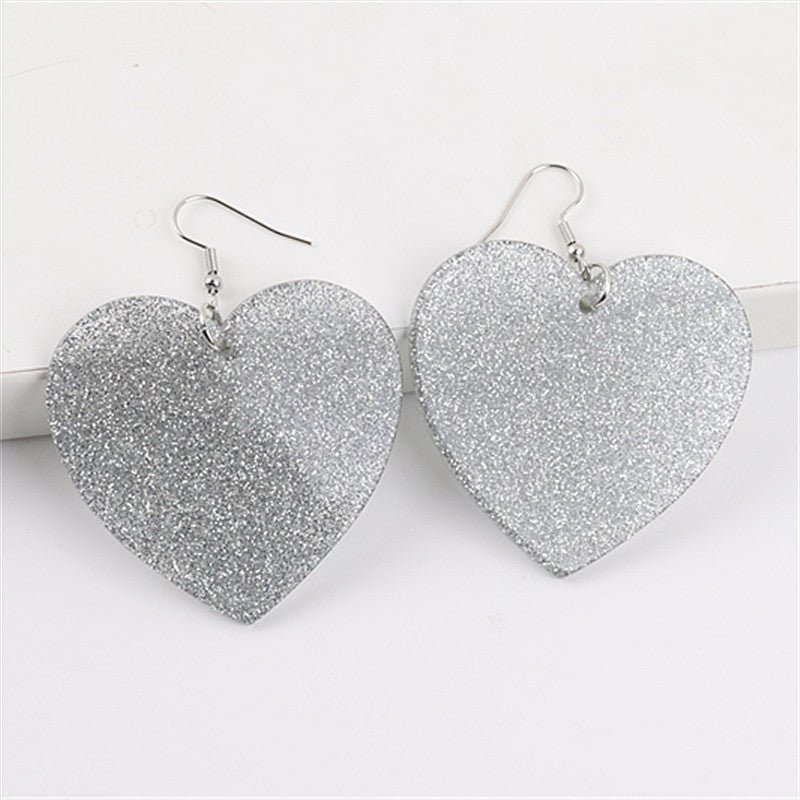 Wholesale Valentine's Day Glitter Heart Acrylic Earrings