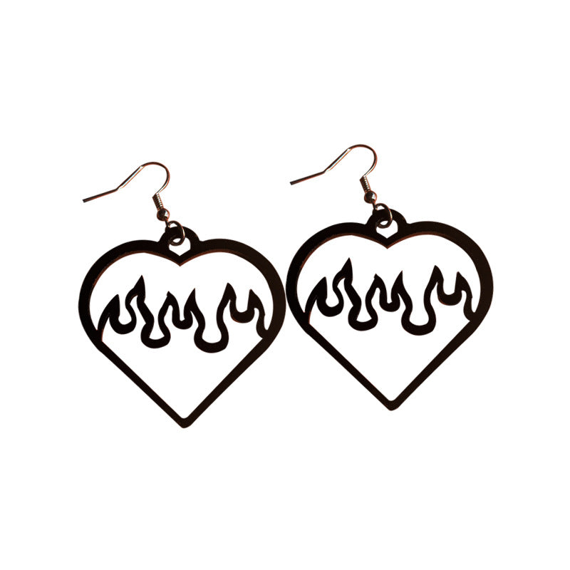 Wholesale Earrings Acrylic Heart Flame Hollow