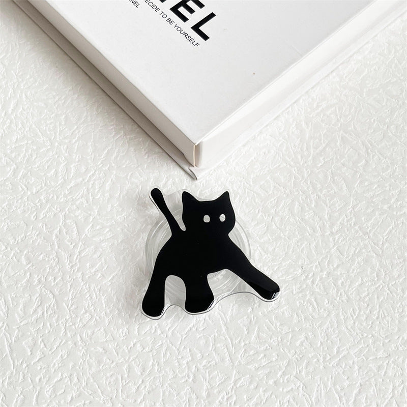 Tenedor plegable retráctil al por mayor del teléfono de la flor de mariposa del gato negro de acrílico