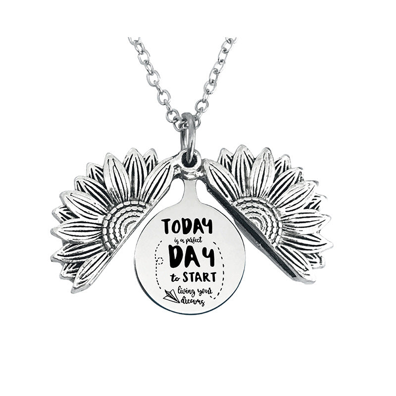 Wholesale Gold Sunflower Titanium Steel Necklaces