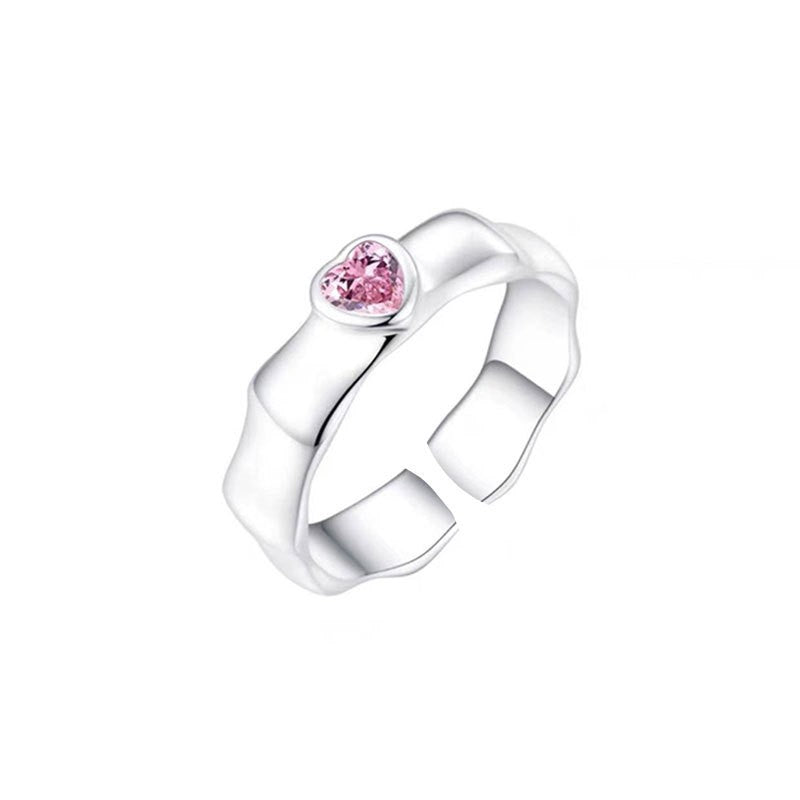 Anillos De Cobre De Piedras Preciosas De Corazón Rosa al por mayor