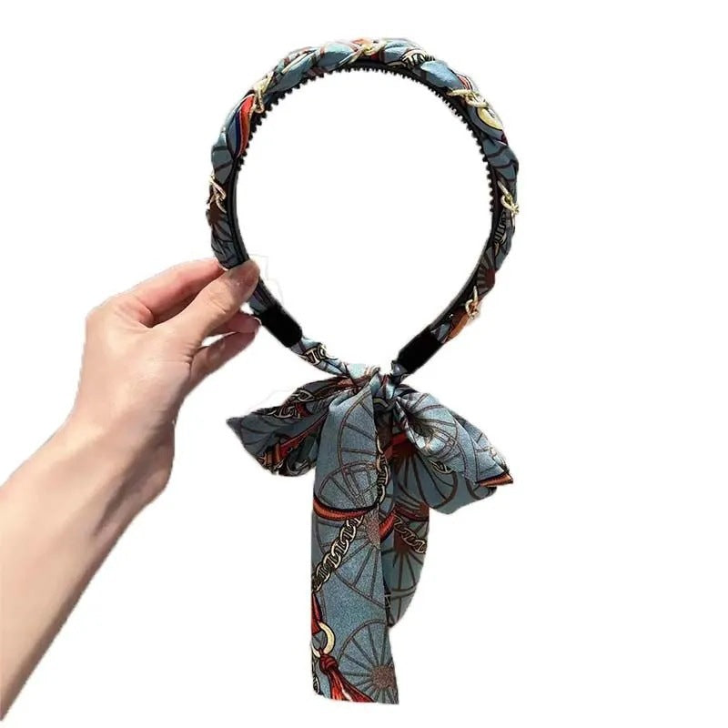 Wholesale Vintage Chain Satin Fabric Headband