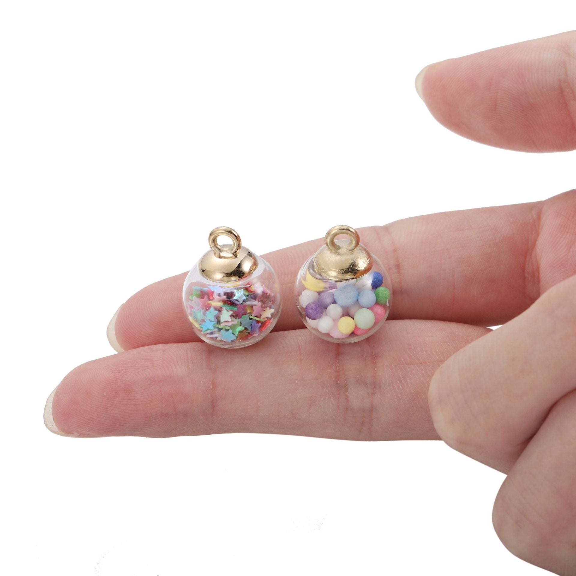 Al por mayor 10 piezas/paquete de lentejuelas pequeñas colgantes de bola de vidrio cuentas de vidrio