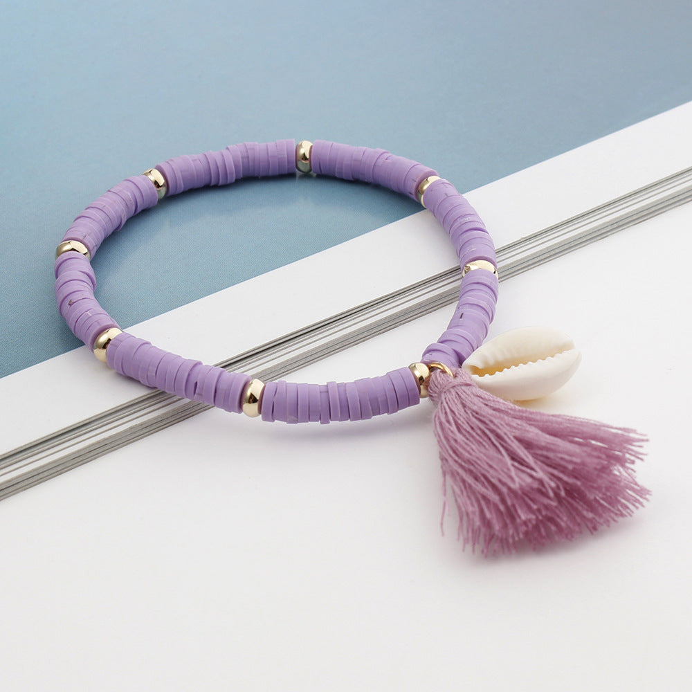 Wholesale Colorful Soft Pottery Shell Tassel Bracelet
