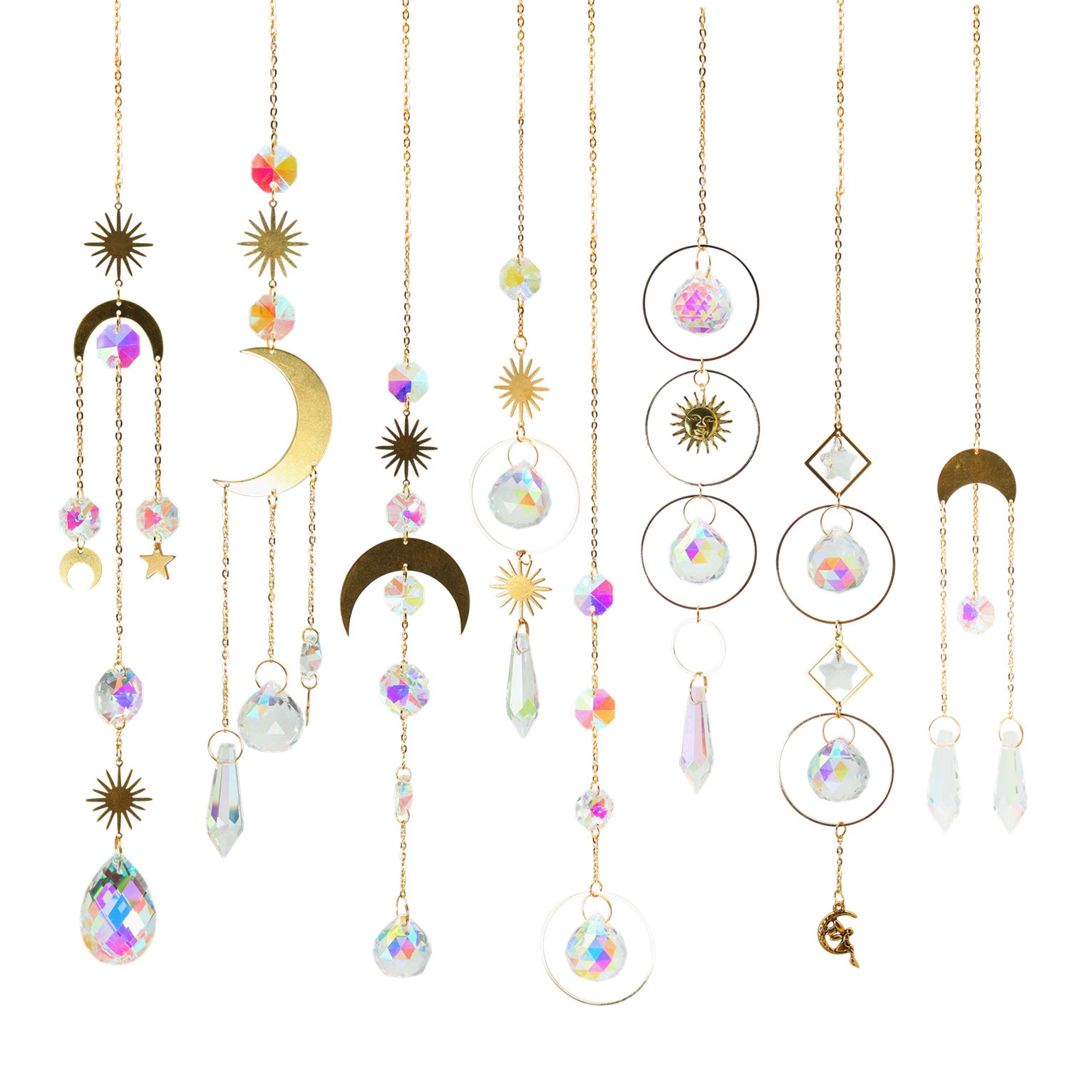 Venta al por mayor de cristal blanco Sun Catcher Moon Star Sun Garden Crystal Ornament