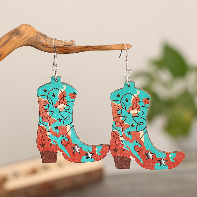 Botas de montar con textura de piel al por mayor Pendientes de cuero