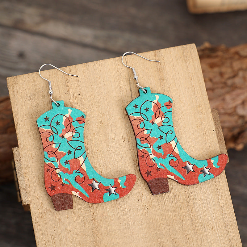 Botas de montar con textura de piel al por mayor Pendientes de cuero