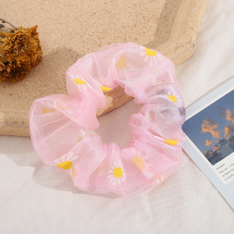 Wholesale LED Daisy Print Fabric Hair Scrunchies