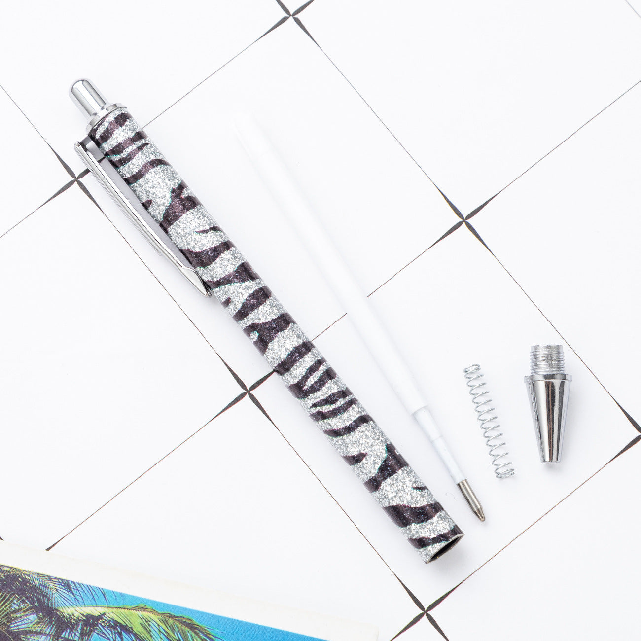 Wholesale Metal Zebra Pattern Gold Powder Bouncing Ballpoint Pen
