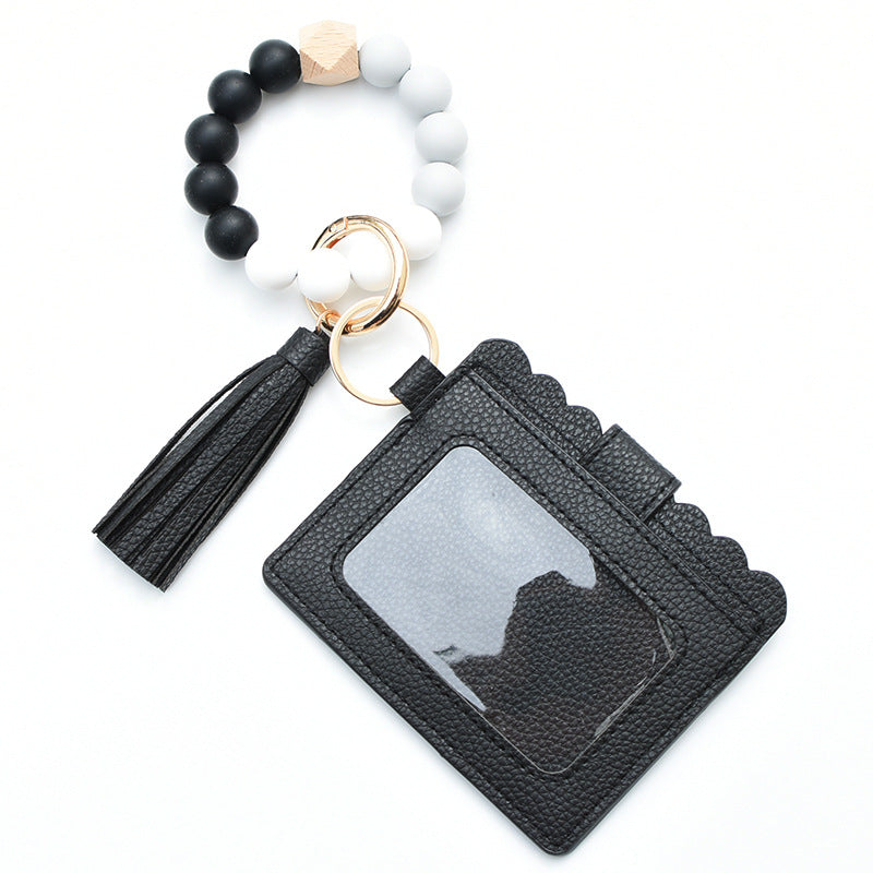 Wholesale Genuine Leather Leopard Pattern Cow Pattern Card Bag Wrist Keychain