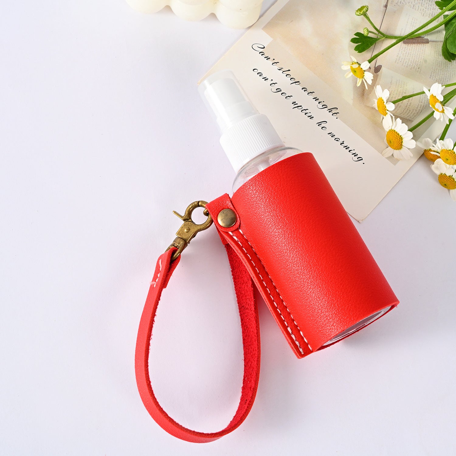 Wholesale Outgoing Portable Hand Sanitizer Leather Case PU Keychain