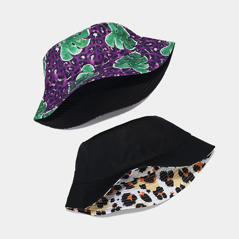 Wholesale Cotton Polyester Foldable Leopard Print Reversible Fisherman Hat