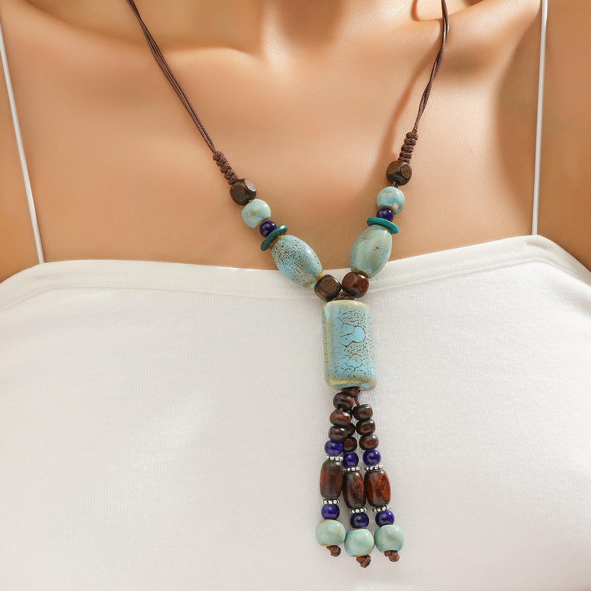 Wholesale Red Pendant Long Ceramic Necklace