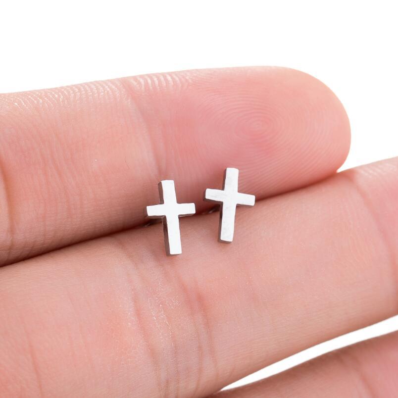 Wholesale Cross Stainless Steel Ear Studs