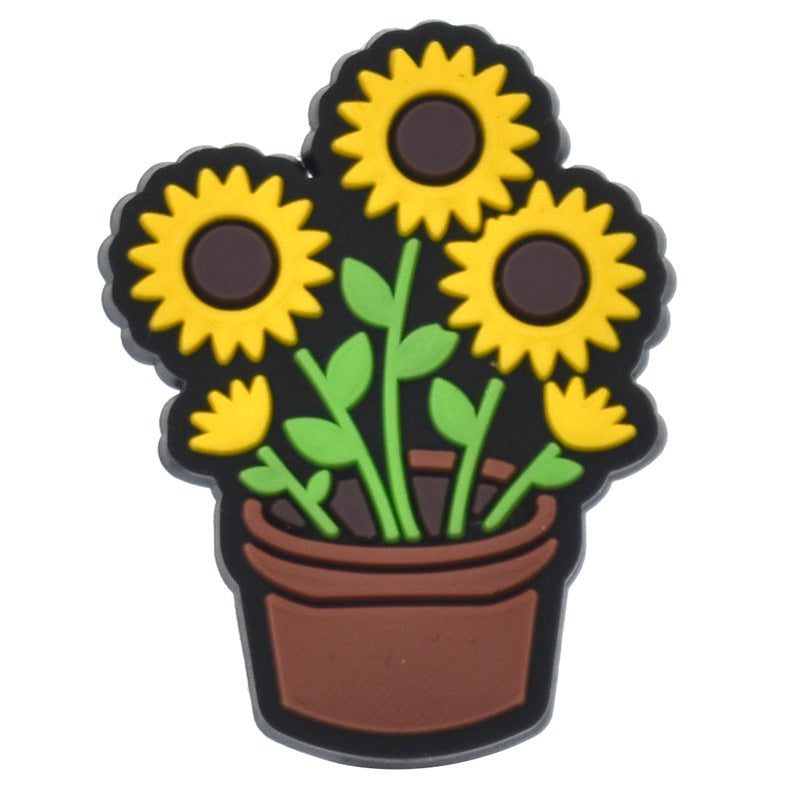 Wholesale 100PCS PVC Cartoon Sunflower Bee DIY Shoe Buckle