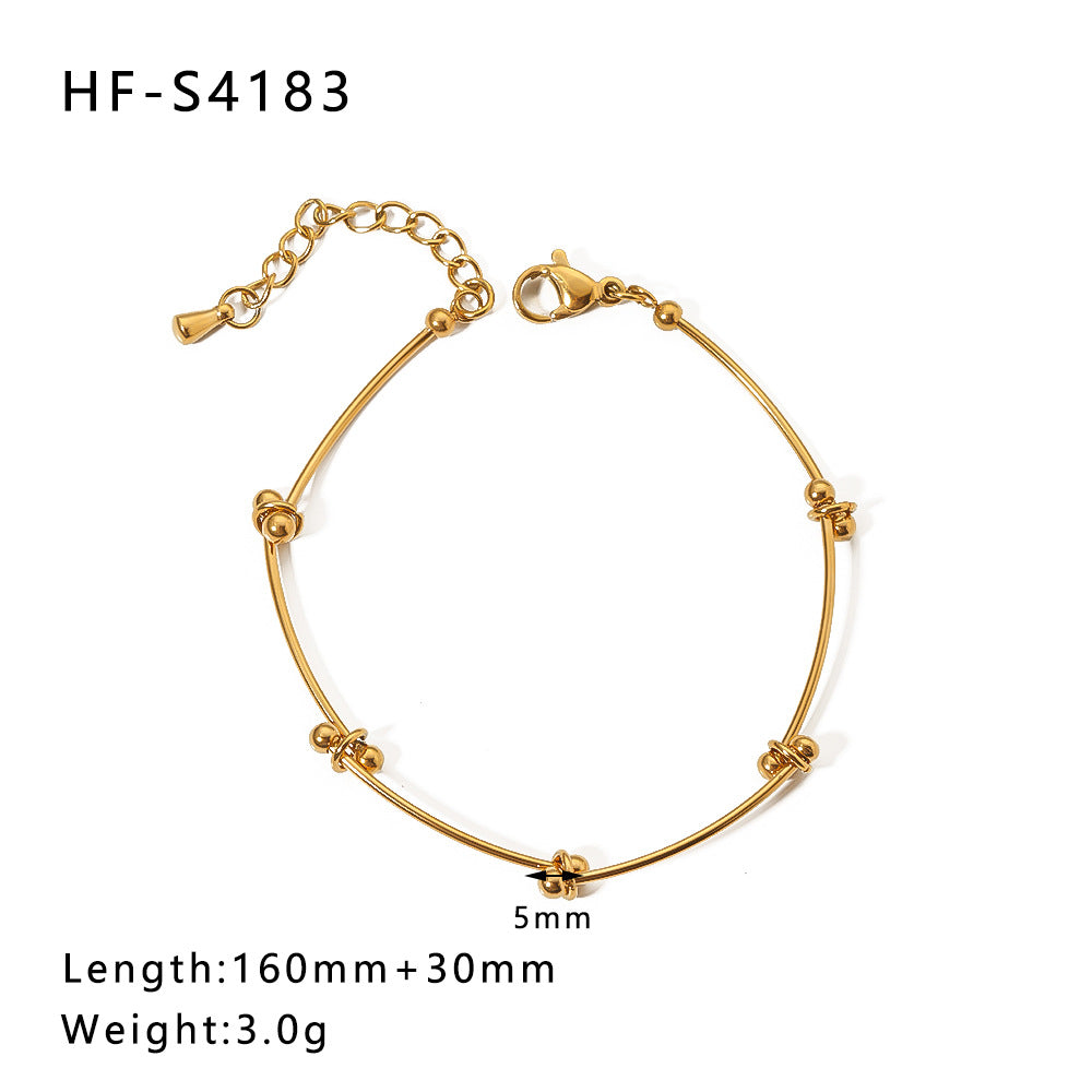 Wholesale Vintage Round Butterfly Natural Stone Zircon Pearl Stainless Steel Bracelet