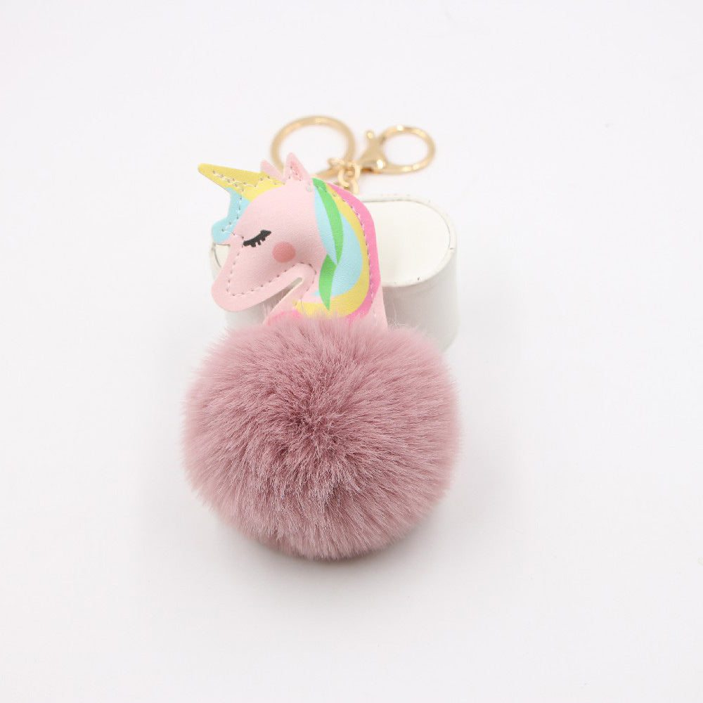 Wholesale Artificial Fur Unicorn Fur Ball Keychain