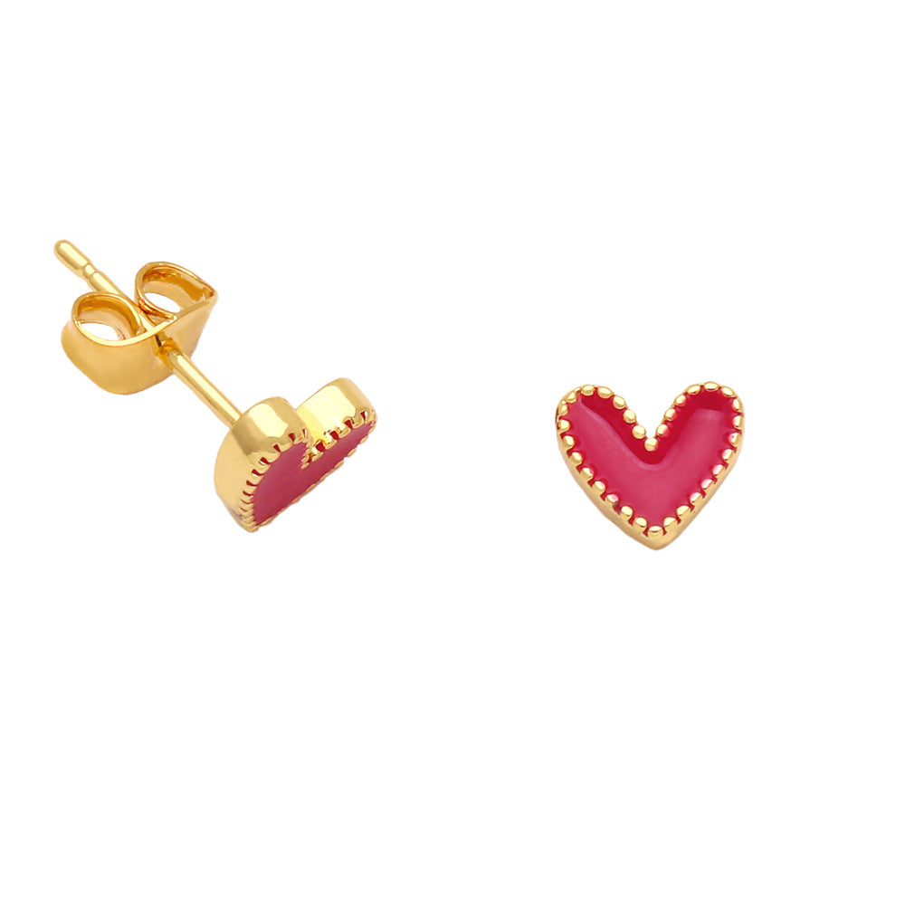 Wholesale Small Heart Gold Plated Copper Ear Studs