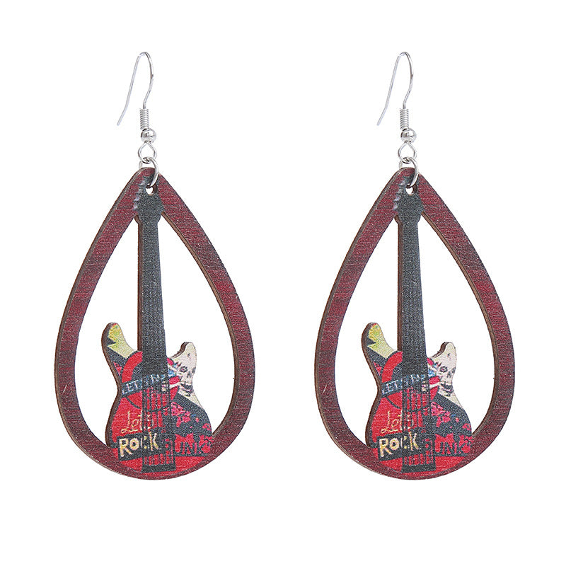 Pendientes de madera de arpa gramófono de gramófono al por mayor