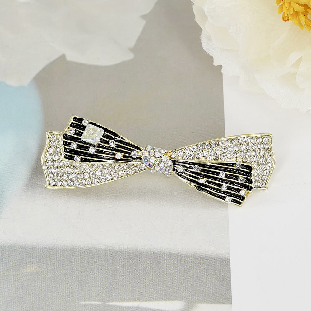Wholesale Black Butterfly Zircon Spring Clip Alloy Hair Clip