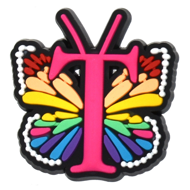 Al por mayor 100 PCS PVC Cartoon Butterfly Alphabet Diy Hebillas