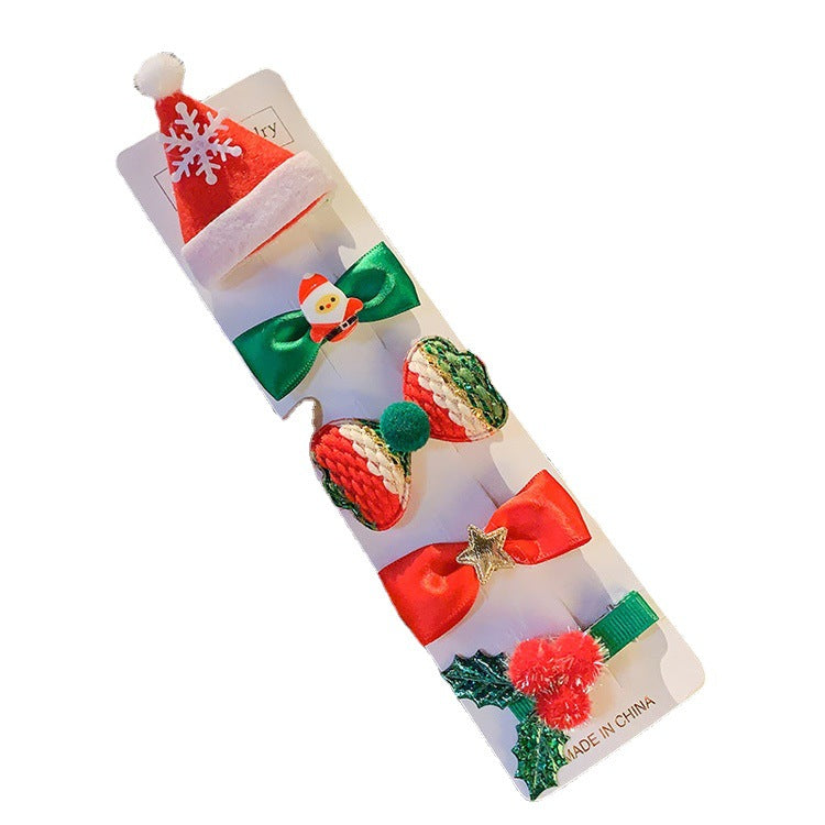 Wholesale Christmas Children's Fabric Hairpin 5-piece Set
