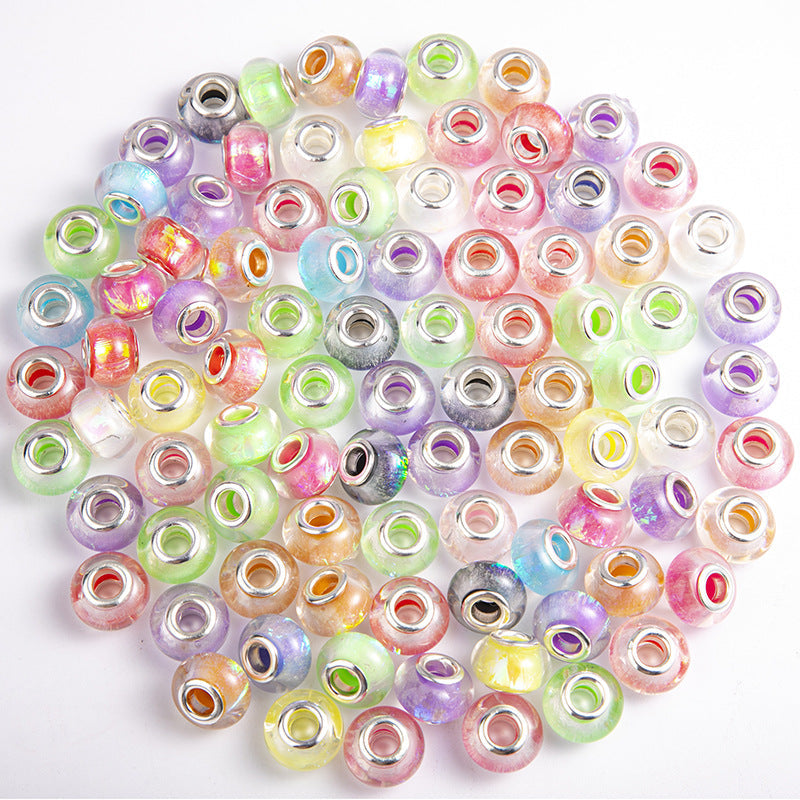 Al por mayor 10-200pcs/paquete de 14 mm de resina de aluminio brillante Big Beads