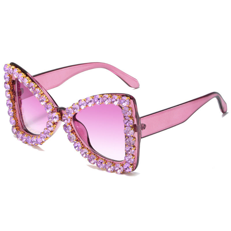 Venta al por mayor de marco grande Bowknot diamante PC gafas de sol