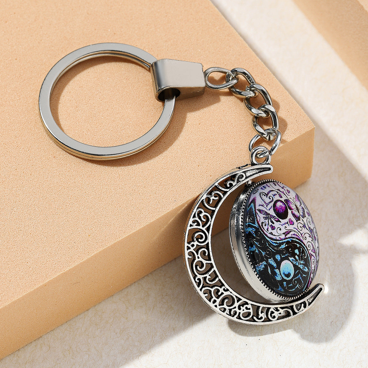 Mariposa al por mayor Yin Yin Yang Tai Chi Keychain de metal rotable