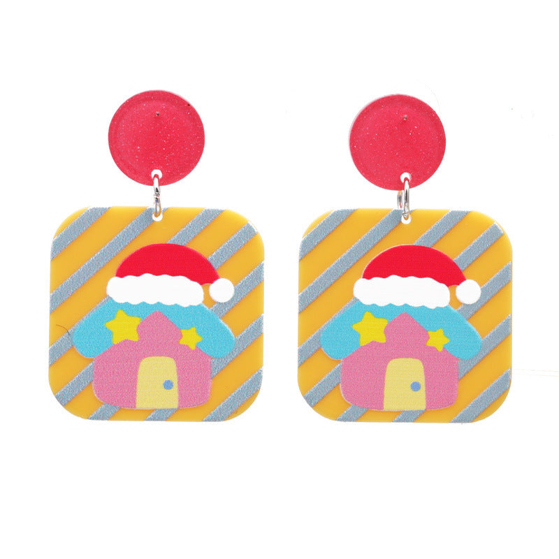 Wholesale Christmas Christmas House Acrylic Earrings