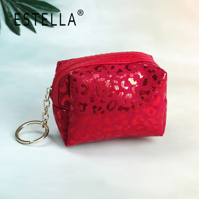 Wholesale Hot Stamping Leopard Print Coin Purse Mini Keychain Bag Wallet Keychain