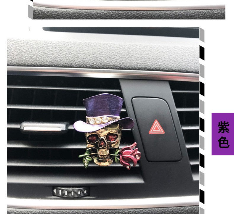 Wholesale Alloy Retro Rose Skull Car Fragrance Decoration Clip