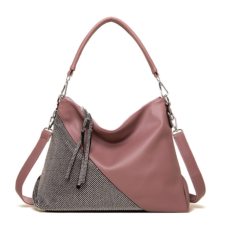 Wholesale Diamond Contrast Color Autumn Large Capacity PU Shoulder Bag