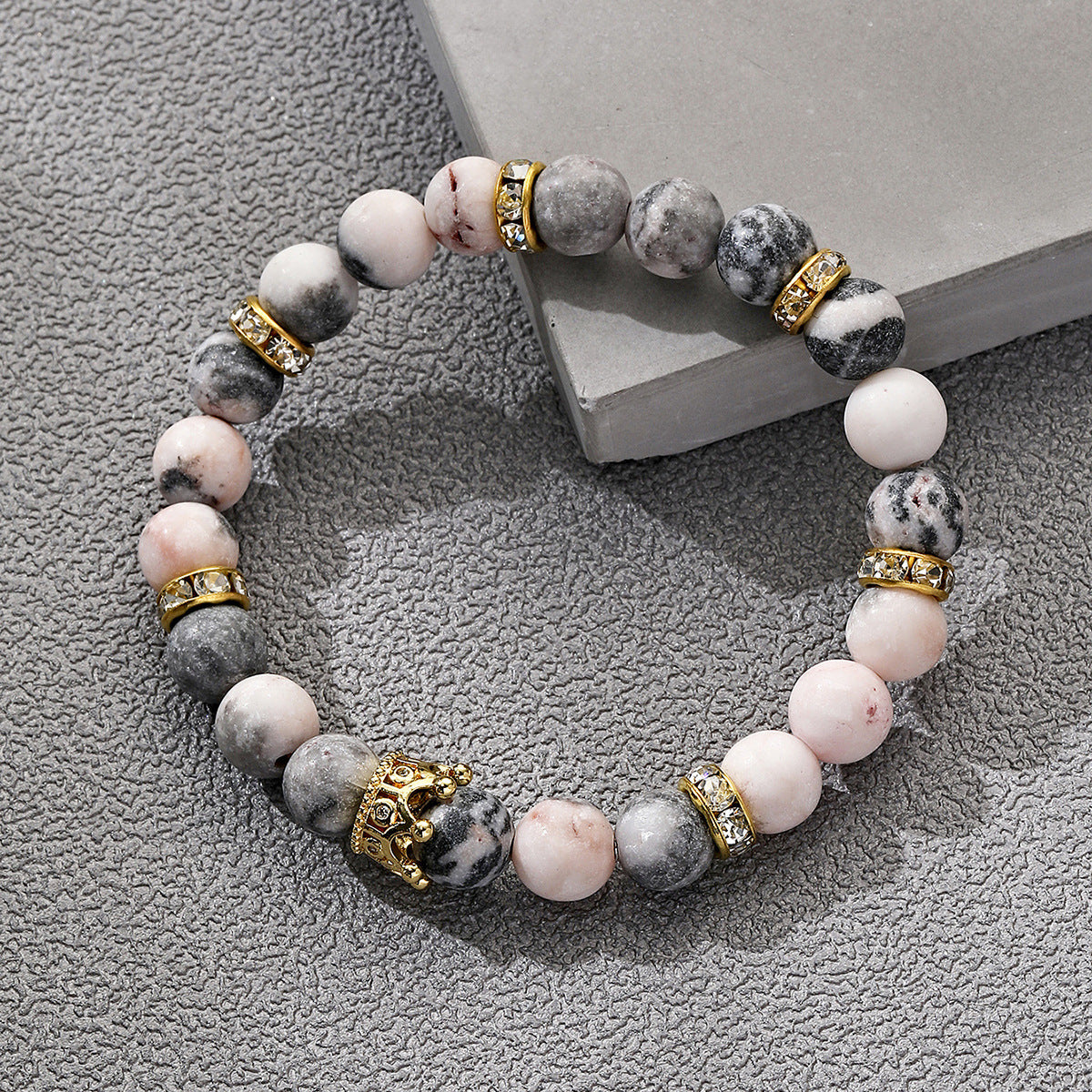 Wholesale Jewelry Two Layer Frosted Pink Volcanic Stone Bracelets