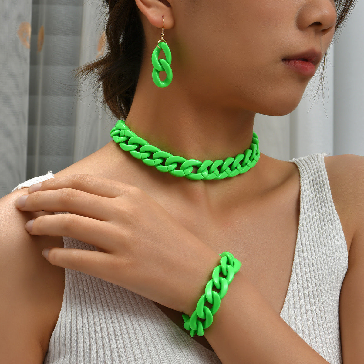 Conjunto de tres piezas de pulsera de acrílico simple de moda al por mayor