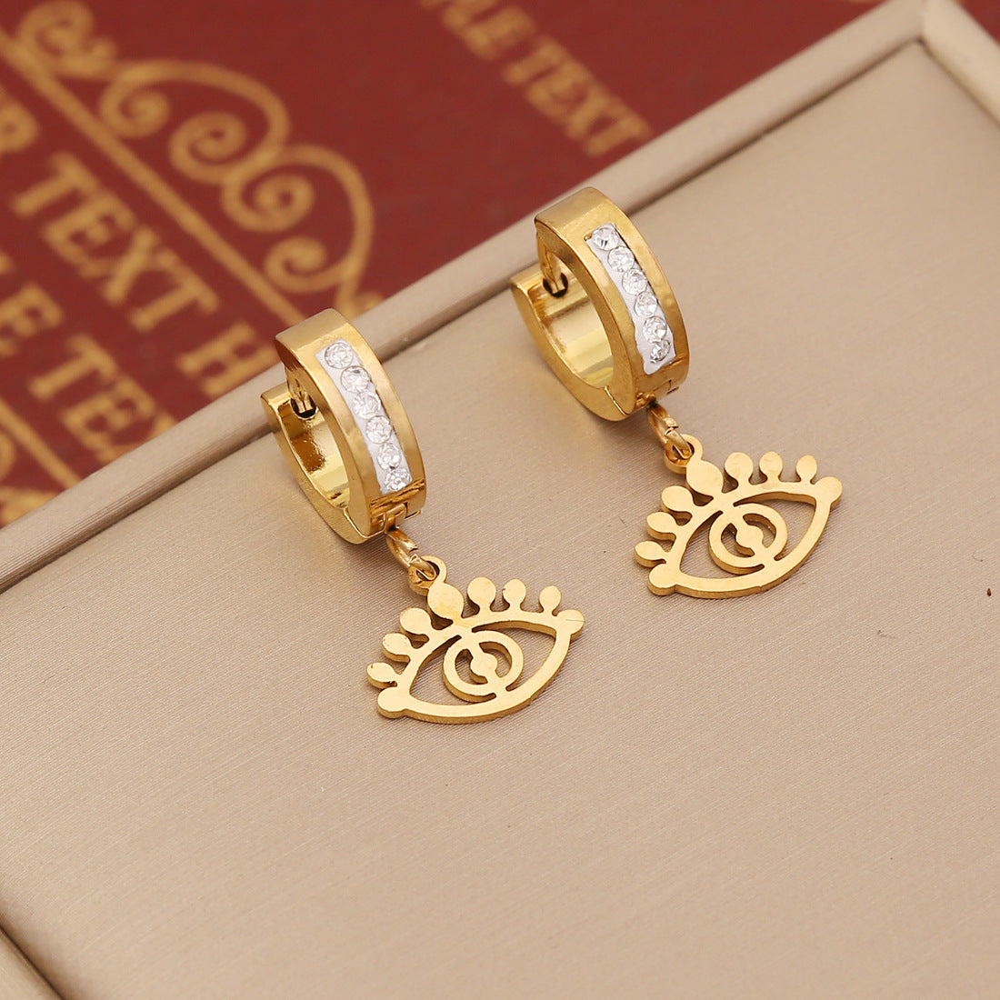 Wholesale Stainless Steel Full Diamond Heart Earrings