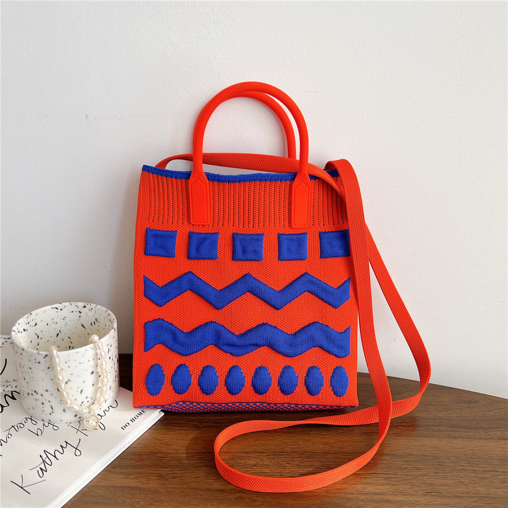 Bolsas de punto de punto bicolor de poliéster al por mayor