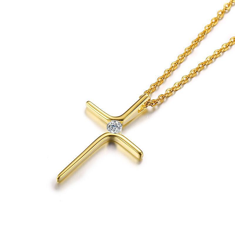 Wholesale Titanium Steel Creative Cross Necklace