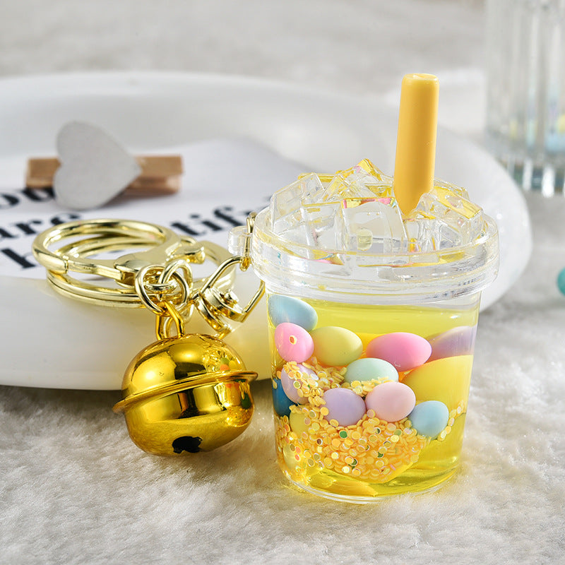 Llavero creativo al por mayor de la botella de la arena movediza de la taza del iceberg de acrílico