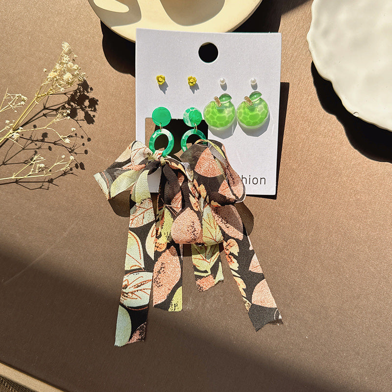 Wholesale Fresh Forest Fabric Earrings Set
