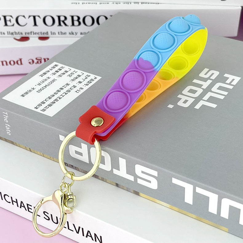 Wholesale PVC Rainbow Fruit Decompression Frozen Leather Rope Keychain