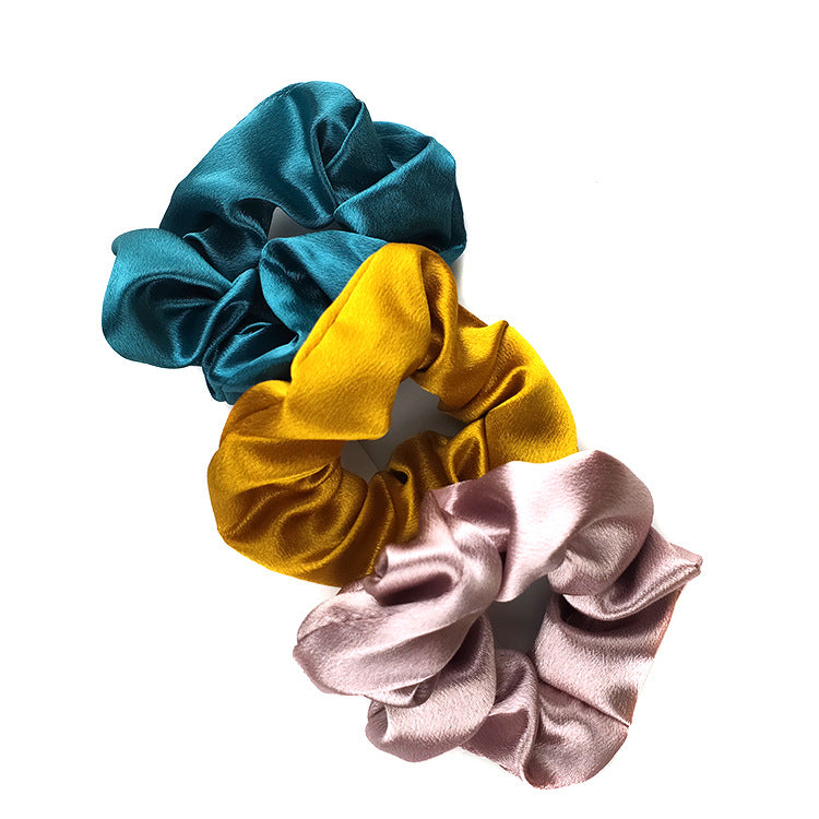 Wholesale Solid Color Satin Fabric Hair Scrunchies
