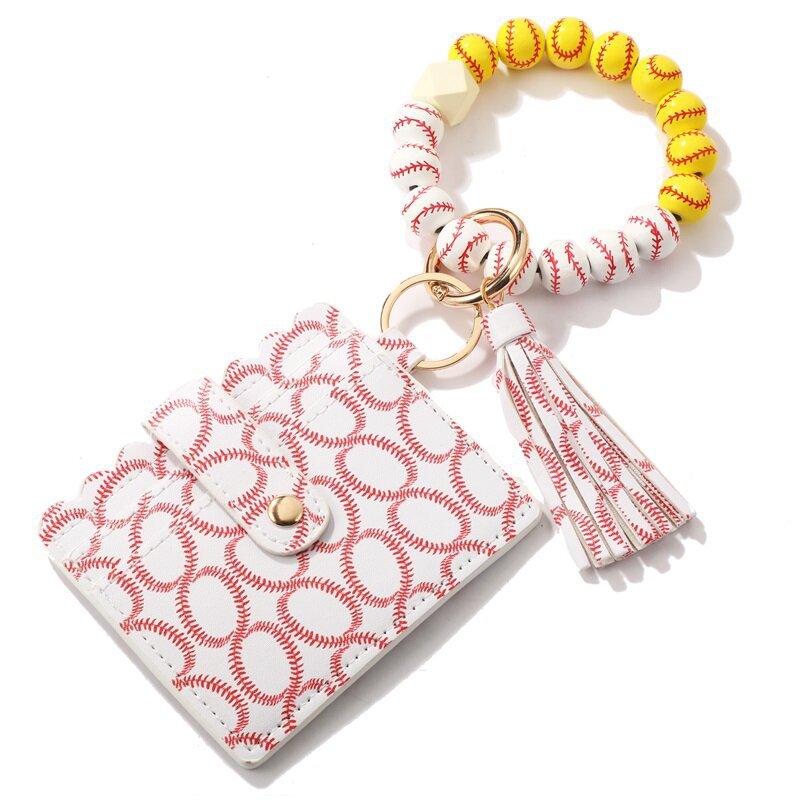 Wholesale Tassel Card Bag Silicone Beaded Wrist Key Chain