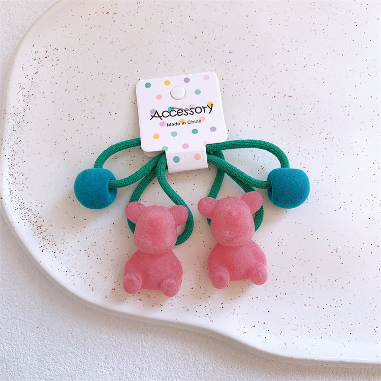 Wholesale Cartoon Flocking Peach Heart Bunny Children Hair Band