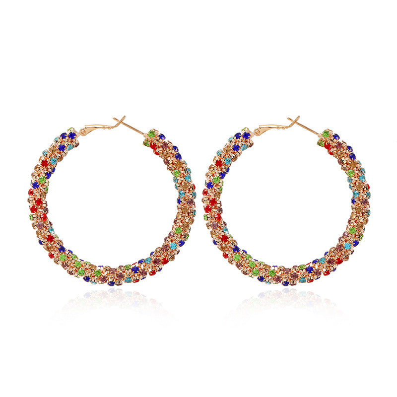 Wholesale Round Diamond Alloy Earrings