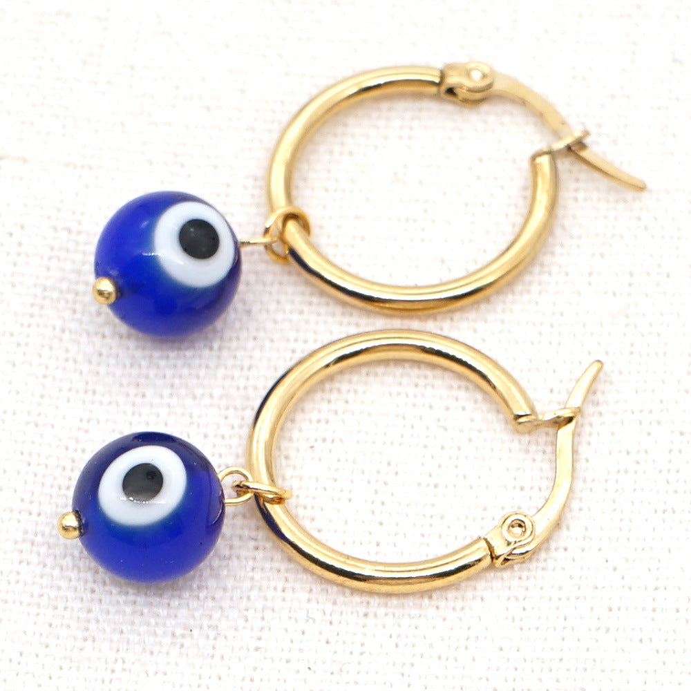 Wholesale Bohemian Turkish Blue Eyes Glass Earrings