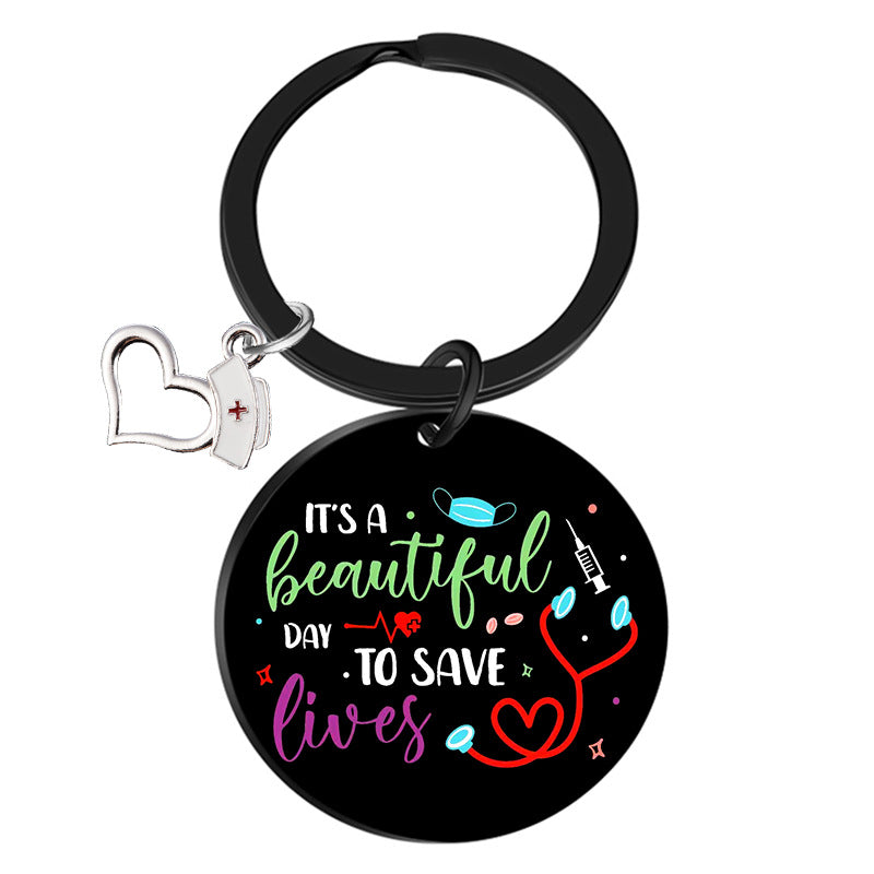 Wholesale Stainless Steel Nurses Day Color Printing Creative Keychain